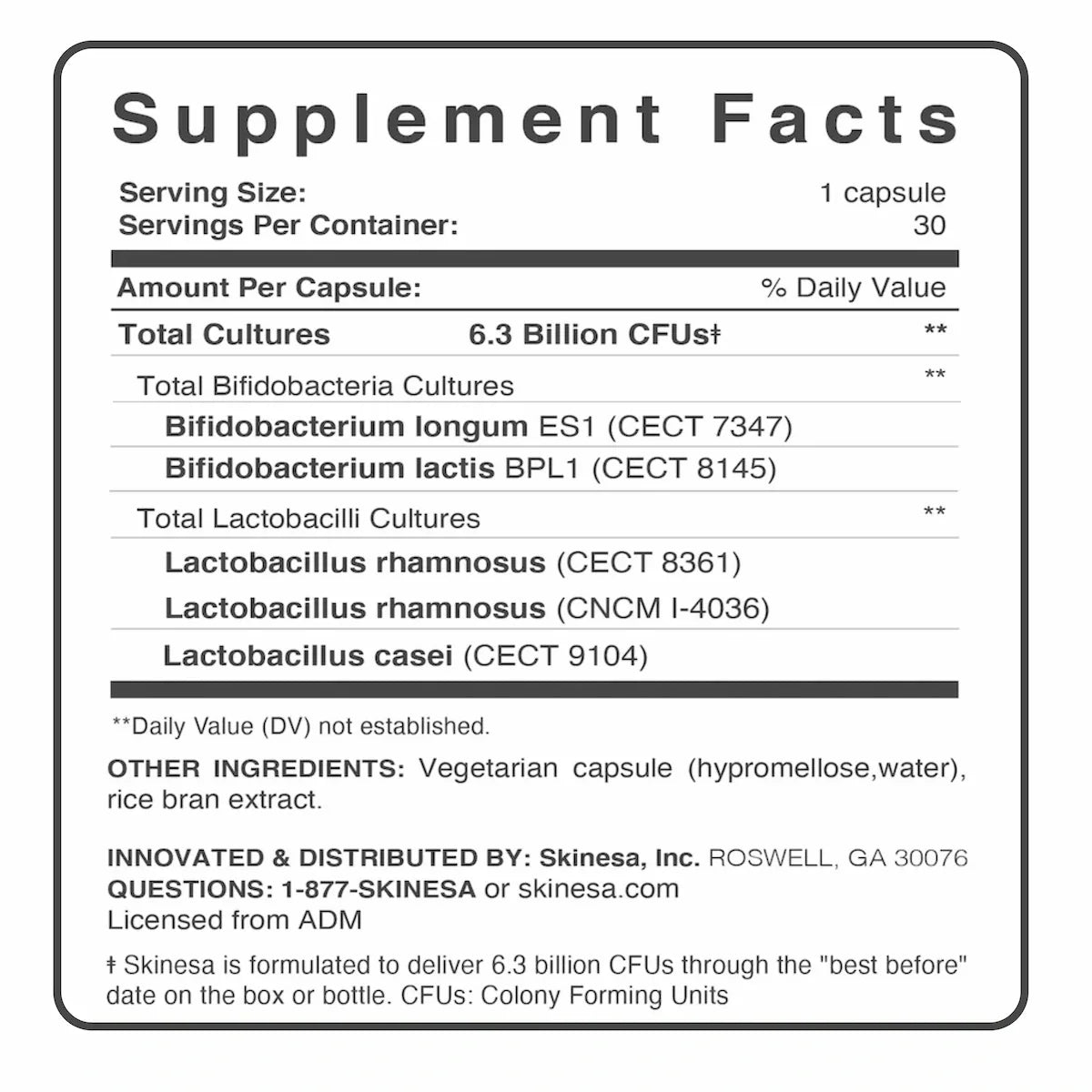 Skinesa supplement facts
